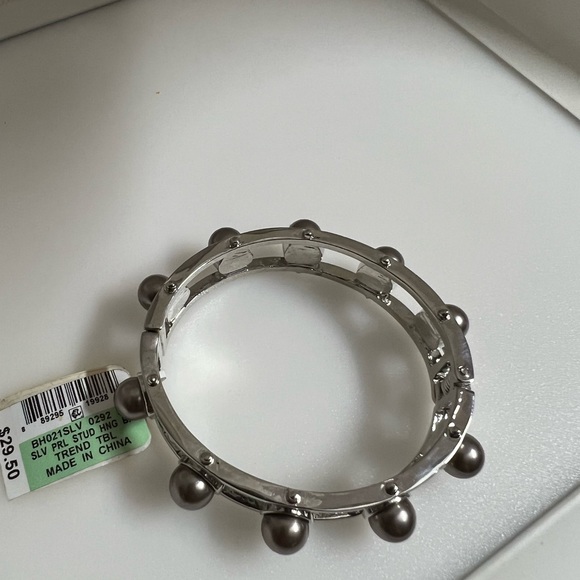 INC Silver Pearl Stud Trend Bracelet - Picture 2 of 3